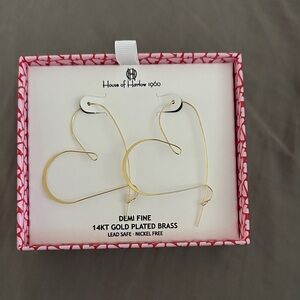 House of Harlow 1960 Demi-fine 14kt gold plated brass heart earrings